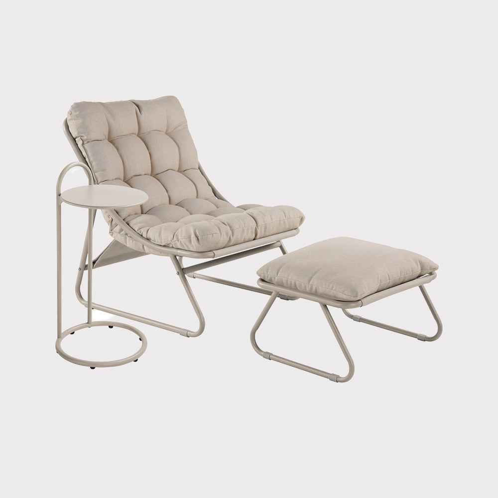 Fotel ogrodowy Cloud z podnóżkiem i stolikiem - beżowy