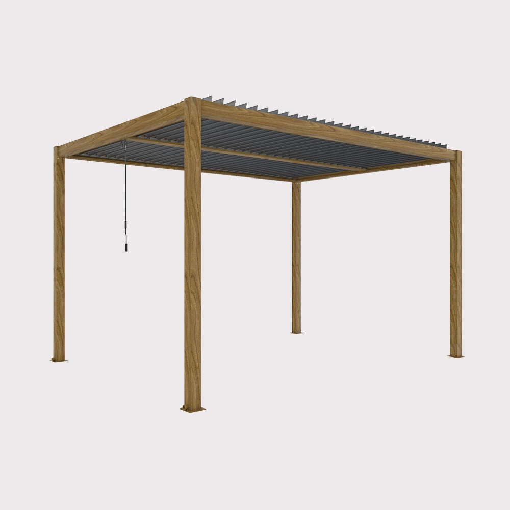 Pergola ogrodowa Luxe 3x4 m z manualnie regulowanym dachem kolor drewna