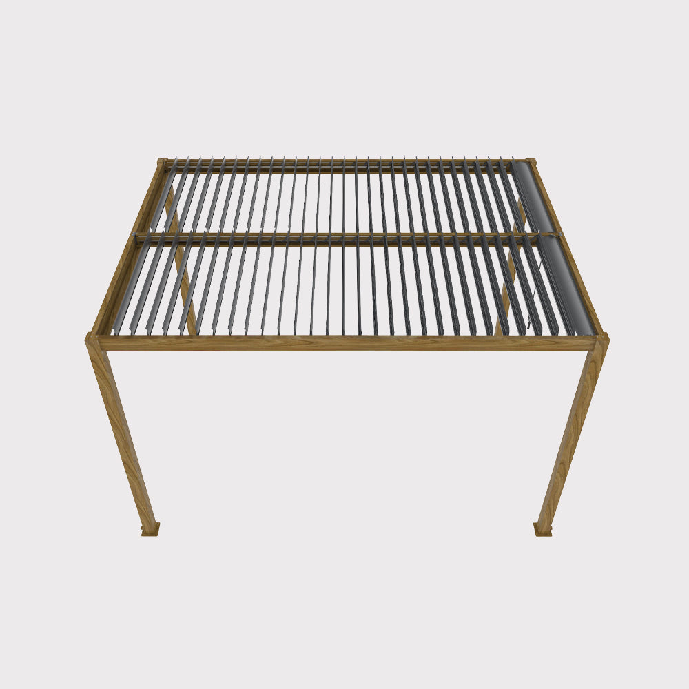 Pergola ogrodowa Luxe 3x4 m z manualnie regulowanym dachem kolor drewna