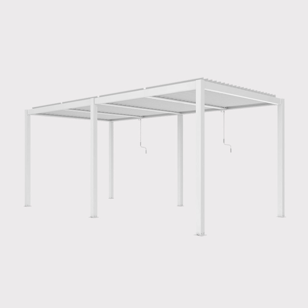 Pergola ogrodowa manualna Luxe 5.8x4 m z oświetleniem LED biała