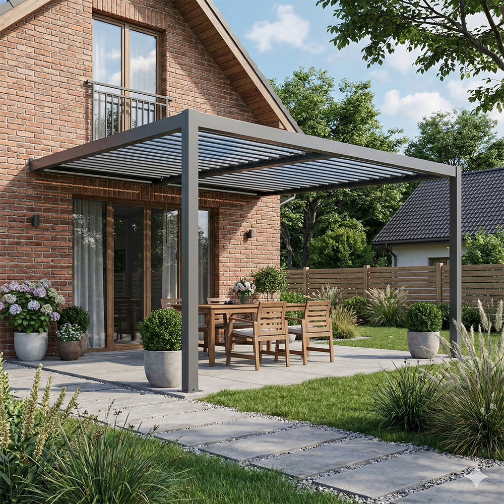 Pergola Luxe przyścienna 4×4×2,5 m antracyt z LED