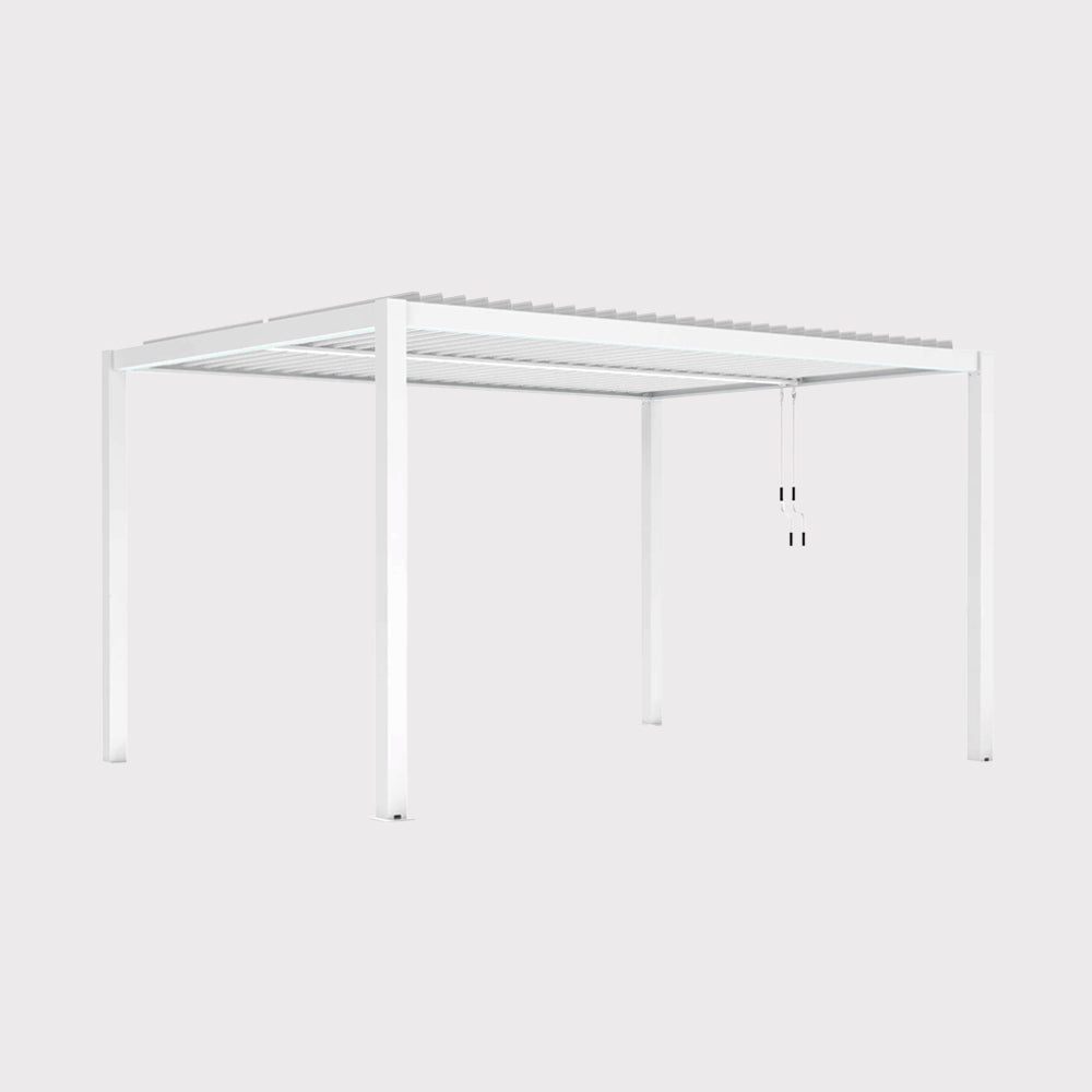 Pergola ogrodowa manualna Luxe 3x4x2.5m z oświetleniem LED w kolorze białym