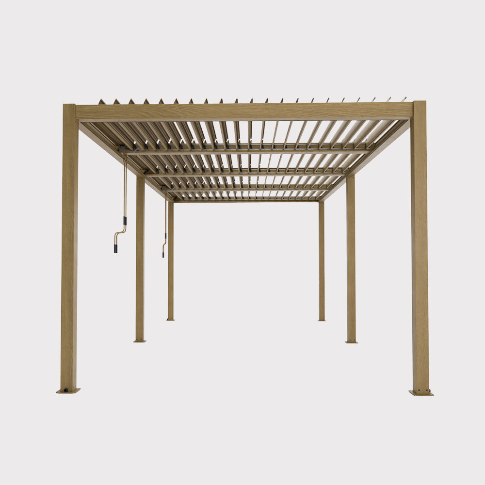 Luxe Manual Garden Pergola 5.8x3x2.3 m with LED Lighting in Wood Color