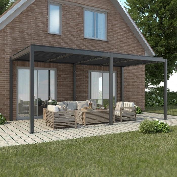 Pergola ogrodowa manualna Luxe 7.8x4 m z oświetleniem LED w kolorze antracytu
